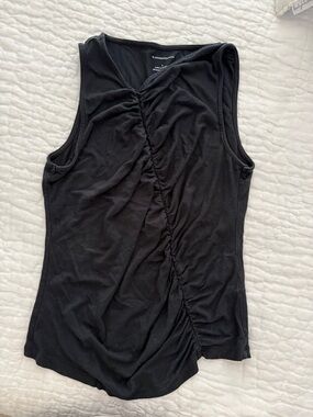 Anthropologie Black Sleeveless Ruched Tank Top